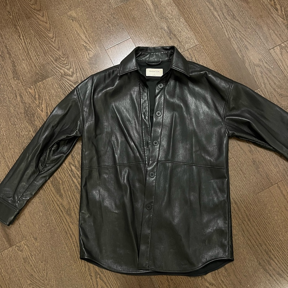 Babaton Black Leather Shirt